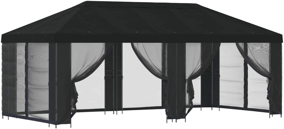Sodo pavėsinė su šoninėmis sienelėmis 6 x 3 m Juoda