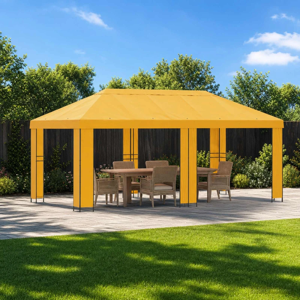 Sodo Paviljonas 6 x 3 m Geltona Poliesteris ir plienas 190 gsm