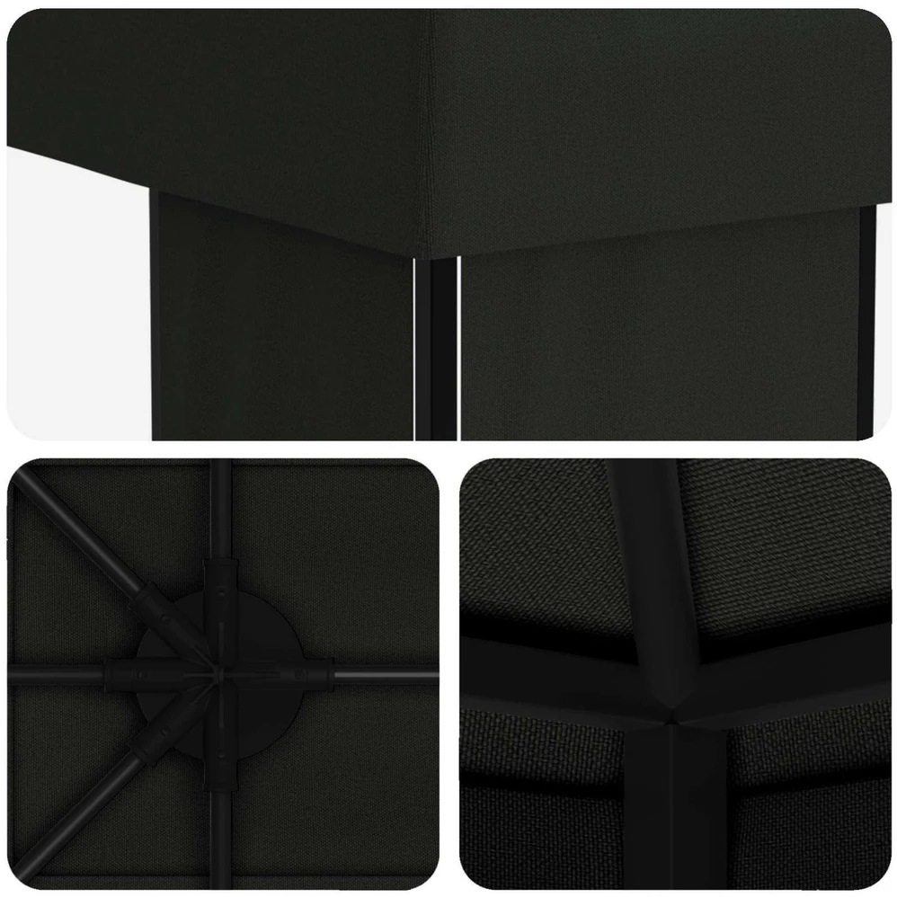 Sodo Paviljonas 6 x 3 m Juoda Poliesteris ir plienas 190 gsm