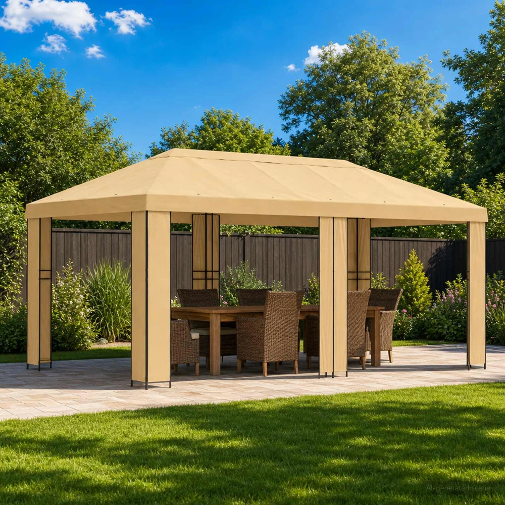 Sodo Paviljonas 6 x 3 m Kreminė Poliesteris ir plienas 190 gsm