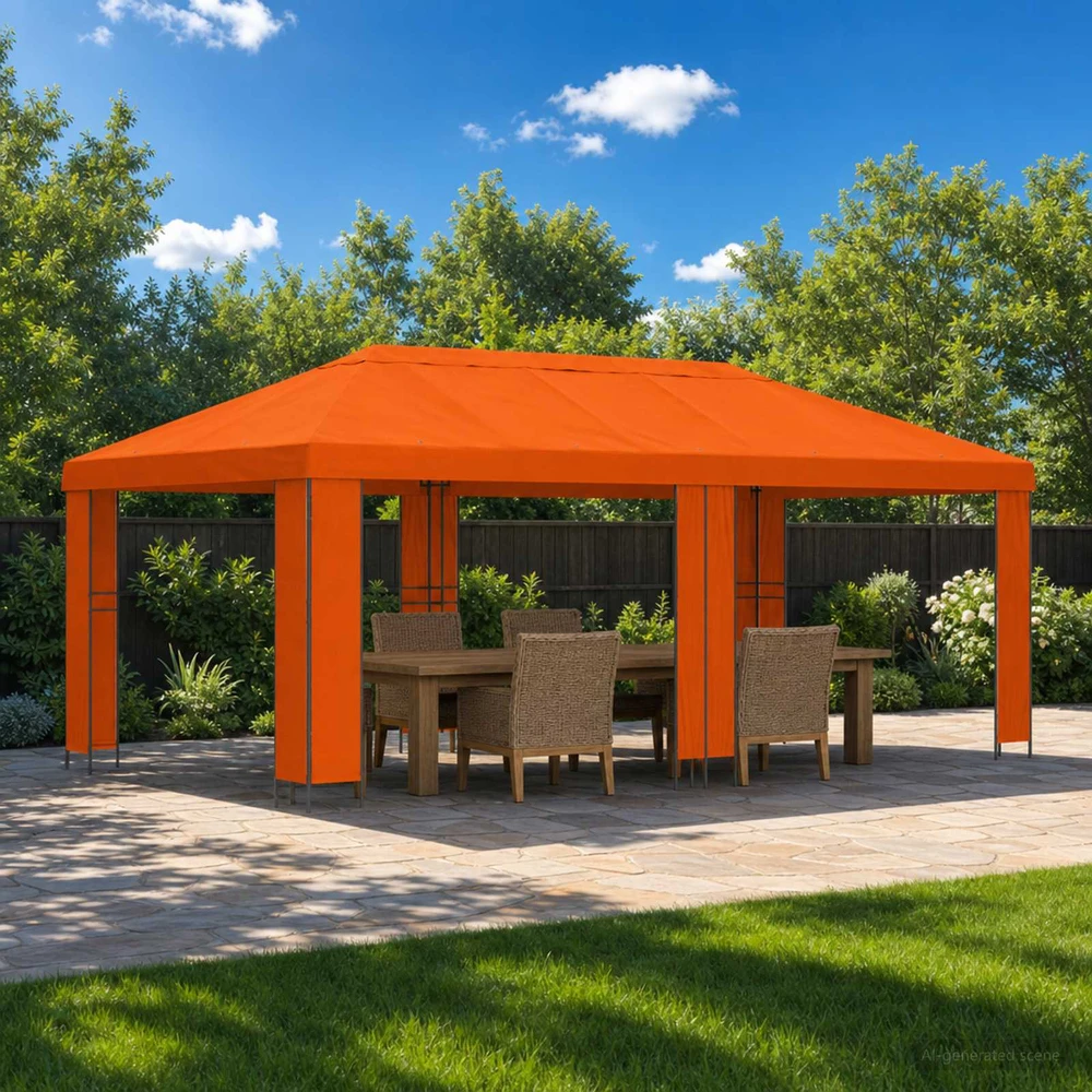 Sodo Paviljonas 6 x 3 m Oranžinė Poliesteris ir plienas 190 gsm