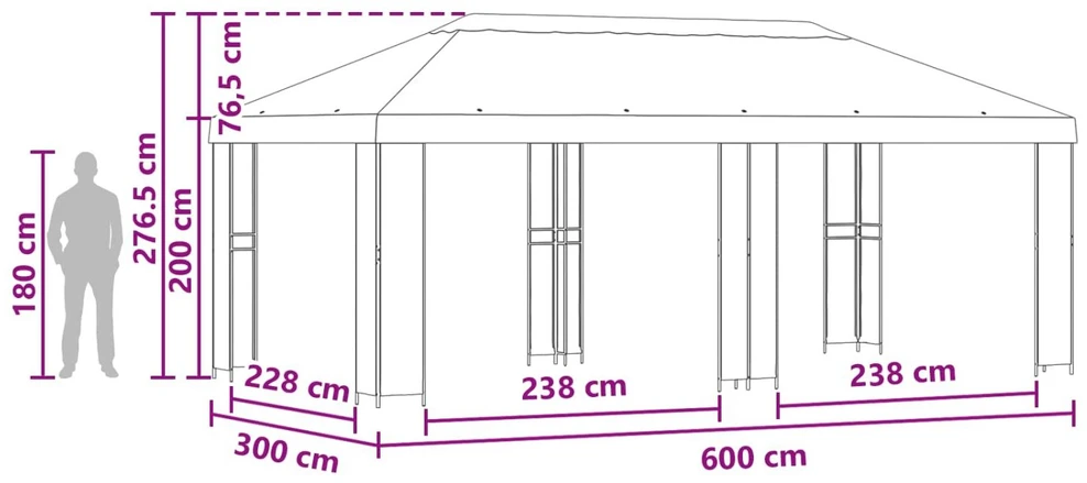 Sodo Paviljonas 6 x 3 m Ruda Poliesteris ir plienas 190 gsm
