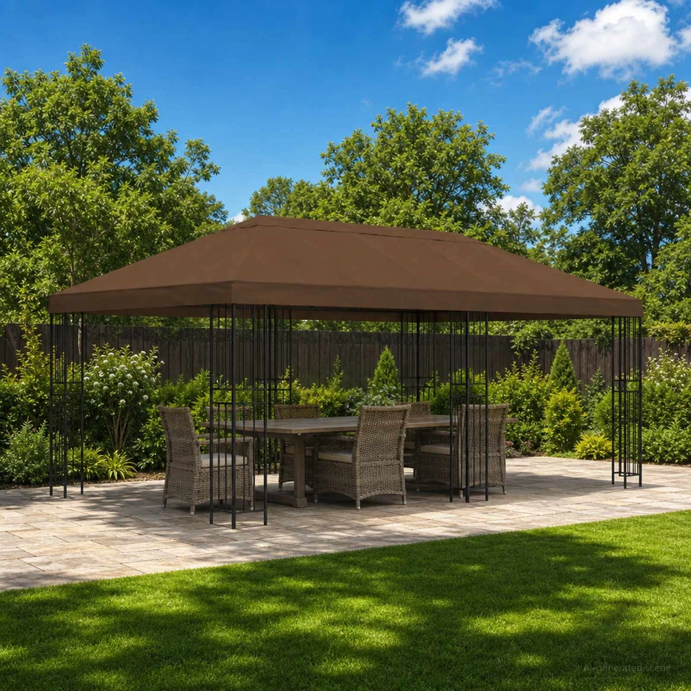 Sodo Paviljonas 6 x 3 m Ruda Poliesteris ir plienas 190 gsm