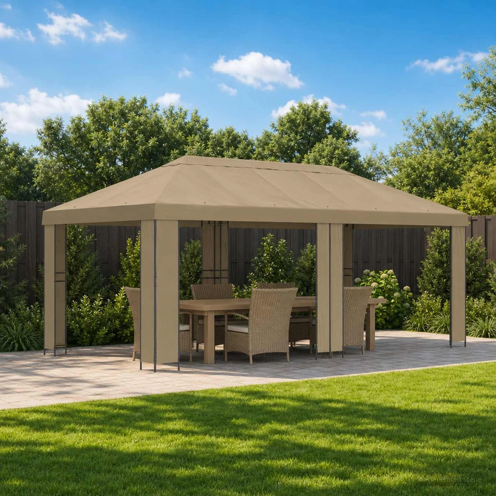 Sodo Paviljonas 6 x 3 m Smėlio Poliesteris ir plienas 190 gsm