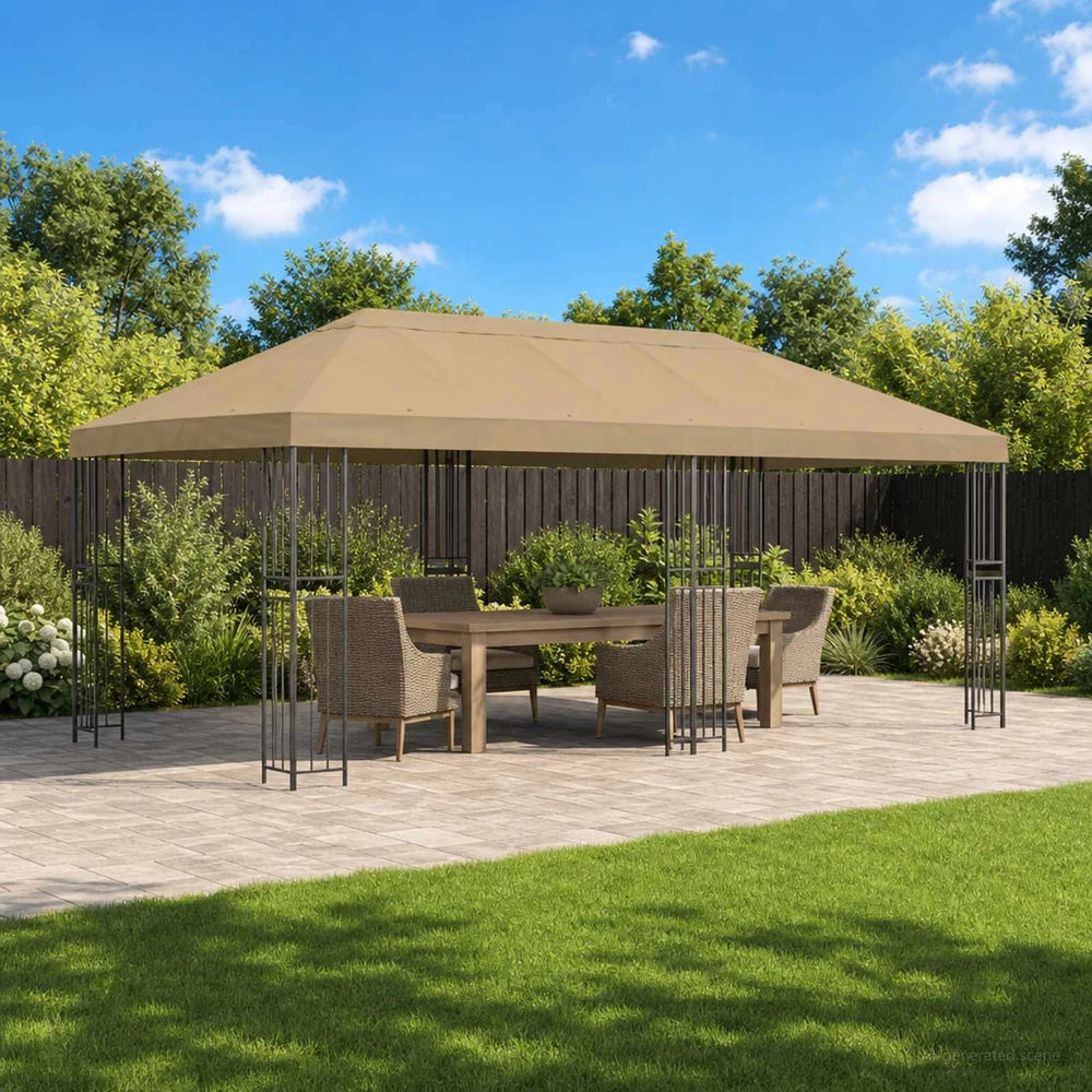 Sodo Paviljonas 6 x 3 m Smėlio Poliesteris ir plienas 190 gsm