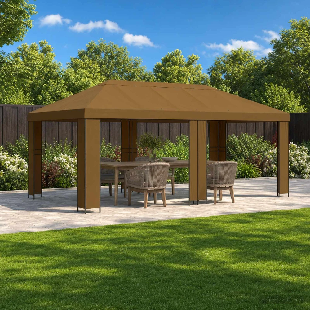 Sodo Paviljonas 6 x 3 m Taupe Poliesteris ir plienas 190 gsm