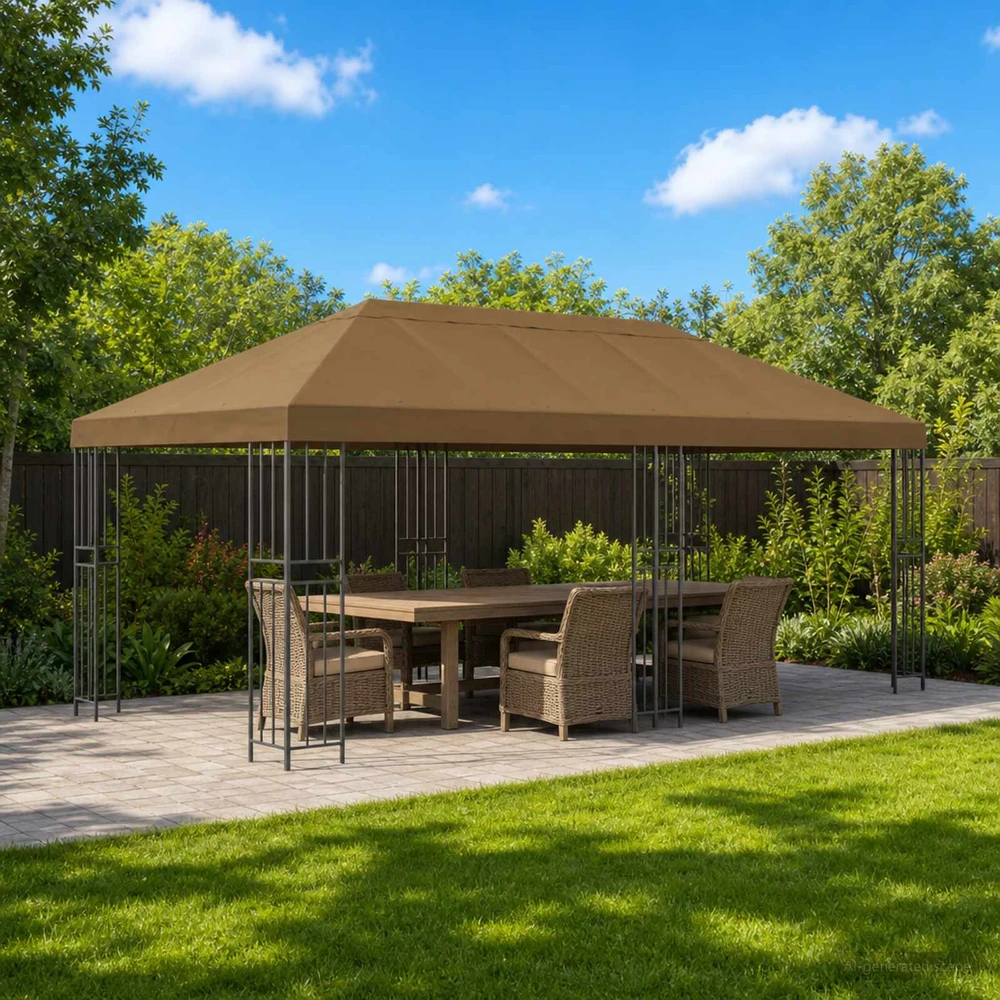 Sodo Paviljonas 6 x 3 m Taupe Poliesteris ir plienas 190 gsm