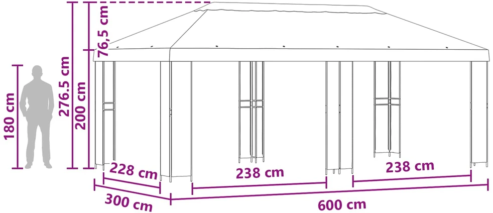Sodo Paviljonas 6 x 3 m Terakotos Poliesteris ir plienas