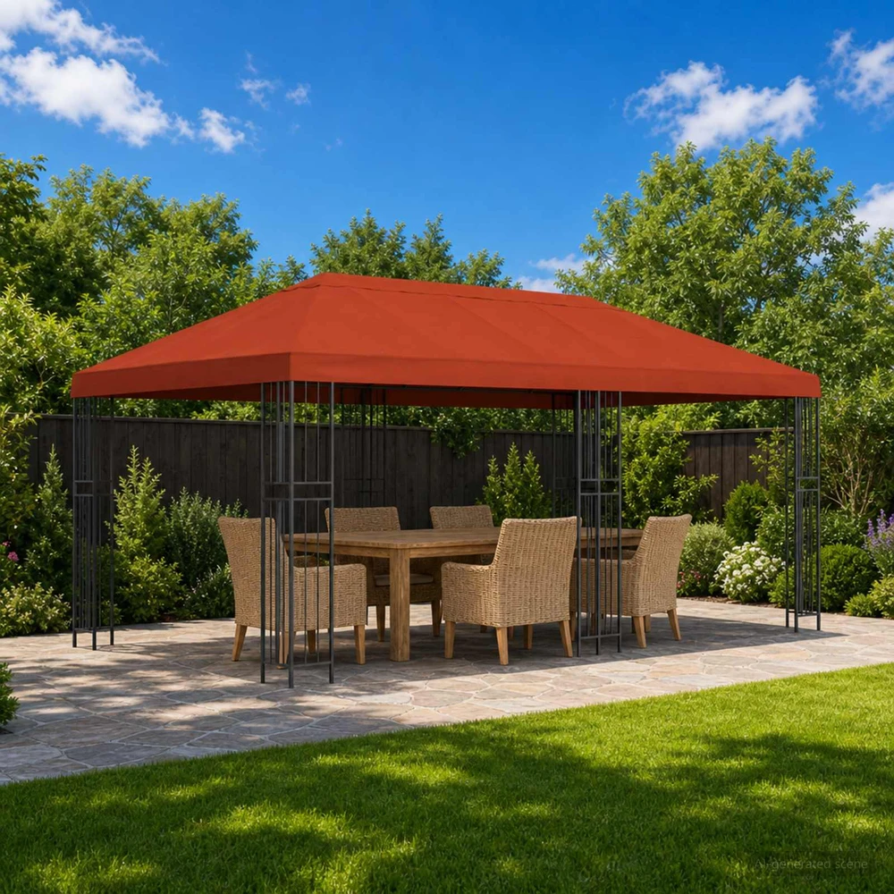 Sodo Paviljonas 6 x 3 m Terakotos Poliesteris ir plienas