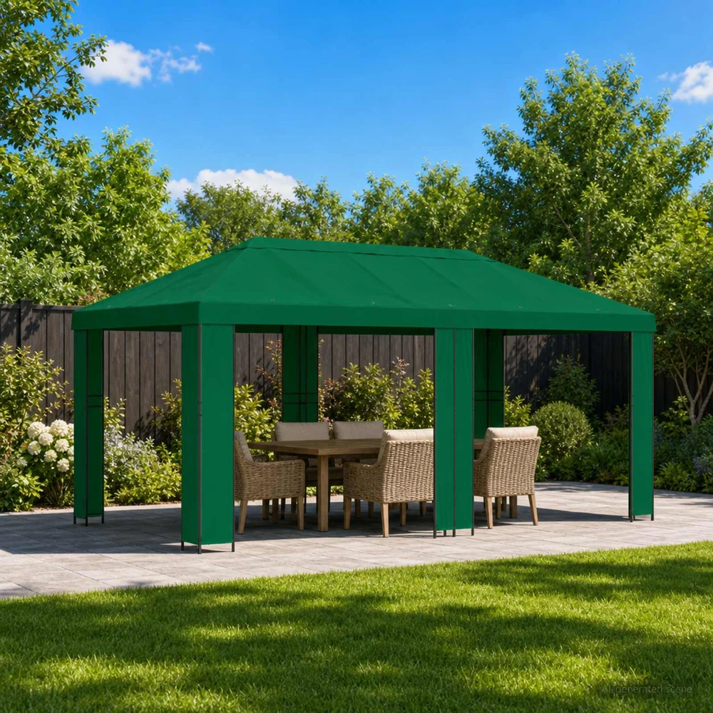 Sodo Paviljonas 6 x 3 m Žalia Poliesteris ir plienas 190 gsm