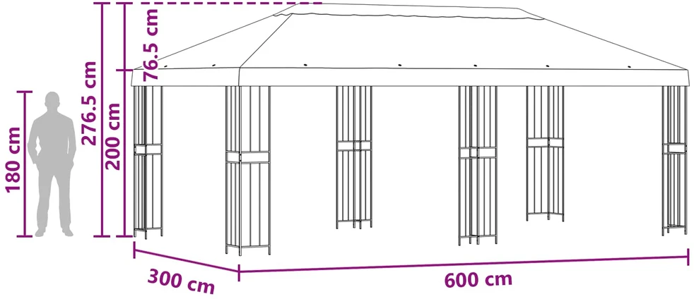 Sodo Paviljonas 6 x 3 m Žalia Poliesteris ir plienas 190 gsm