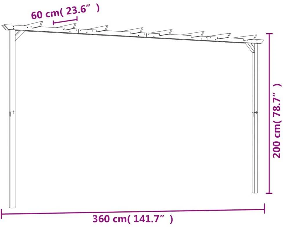 Sodo pergolė, 360x200x60cm, impregnuota pušies mediena