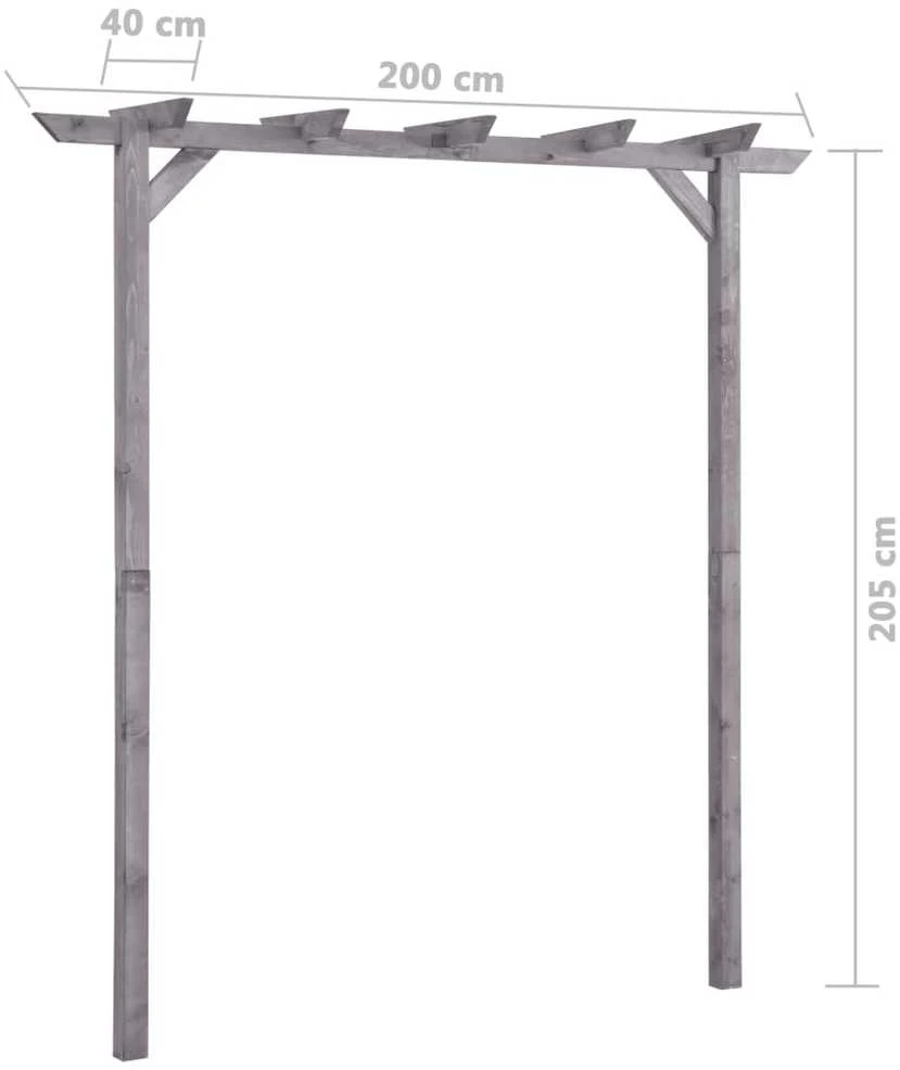 Sodo pergolė, pilkos spalvos, 200x40x205cm, impregnuota pušis