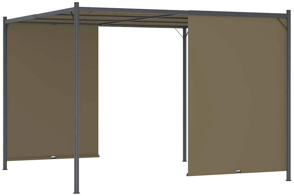 Sodo pergolė su įtraukiamu stogu, taupe spalvos, 3x3m, 180g/m²