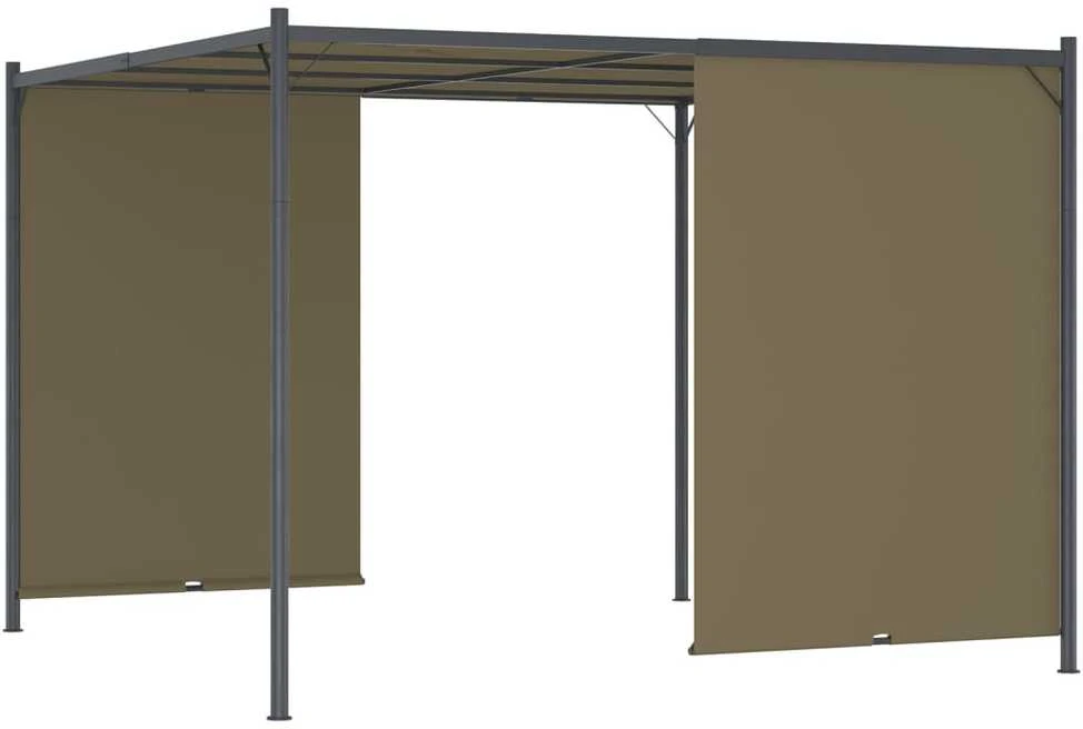 Sodo pergolė su įtraukiamu stogu, taupe spalvos, 3x3m, 180g/m²