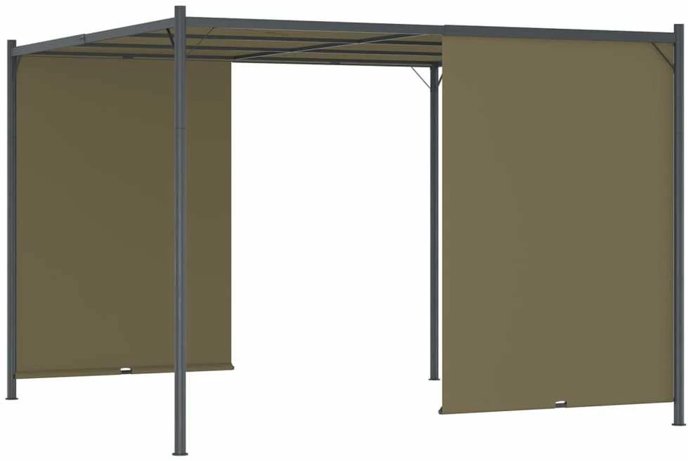 Sodo pergolė su įtraukiamu stogu, taupe spalvos, 3x3m, 180g/m²