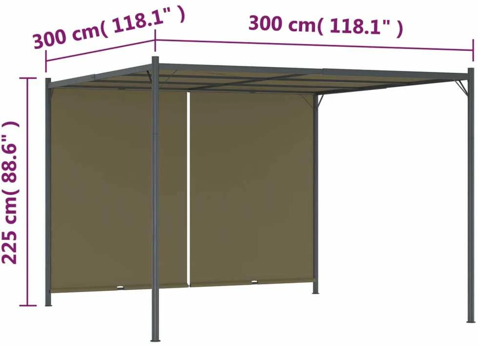 Sodo pergolė su įtraukiamu stogu, taupe spalvos, 3x3m, 180g/m²