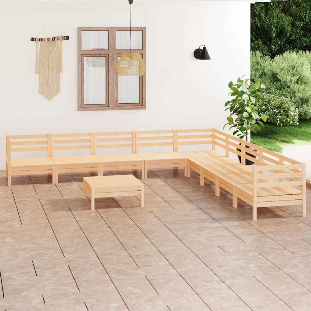 Lauko baldų komplektas Sodo poilsio baldų komplektas, 10 dalių, pušies masyvas