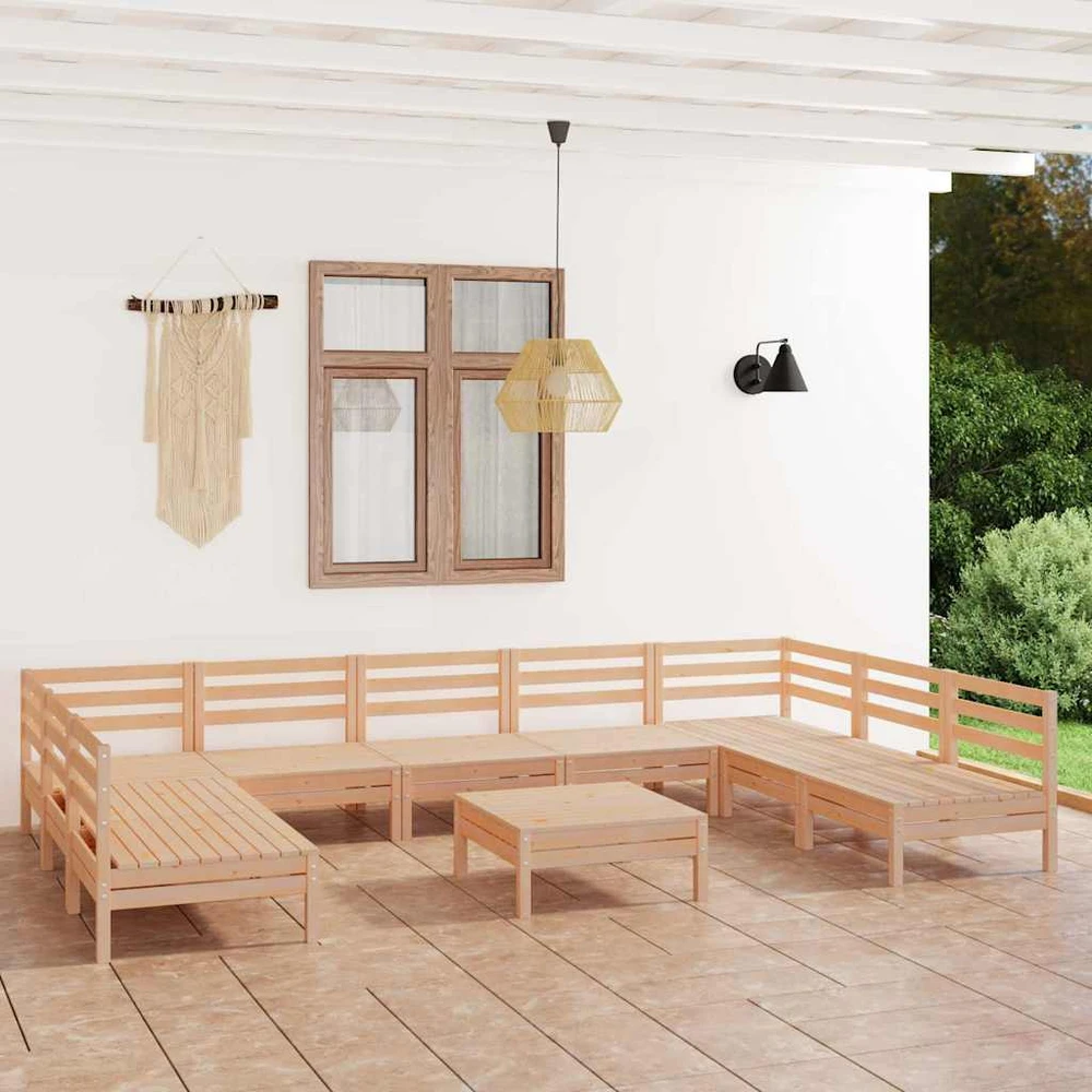 Sodo poilsio baldų komplektas, 10 dalių, pušies masyvas