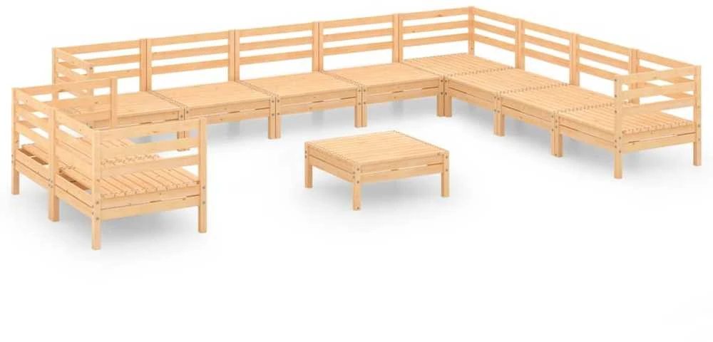 Lauko baldų komplektas Sodo poilsio baldų komplektas, 11 dalių, pušies masyvas