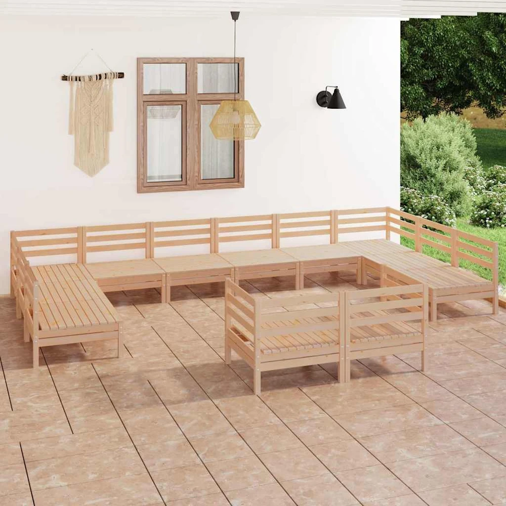 Lauko baldų komplektas Sodo poilsio baldų komplektas, 12 dalių, pušies masyvas