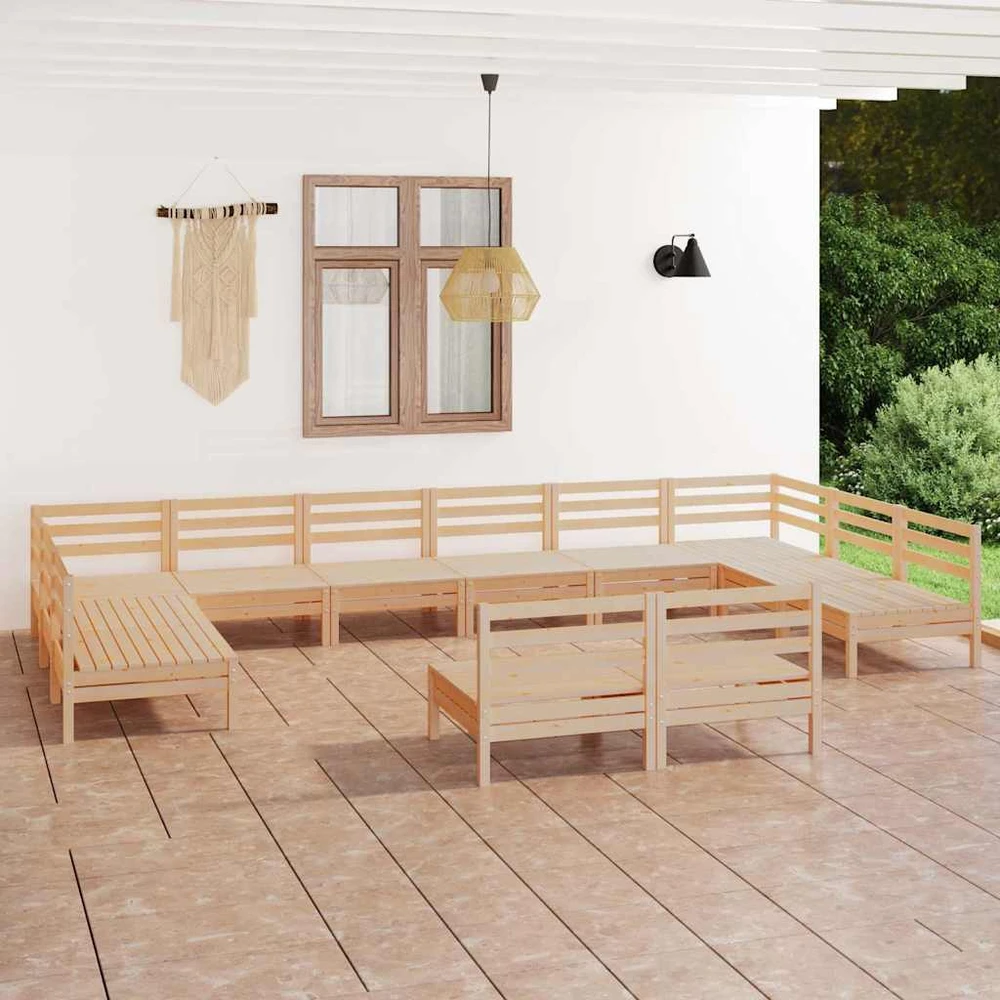 Lauko baldų komplektas Sodo poilsio baldų komplektas, 12 dalių, pušies masyvas