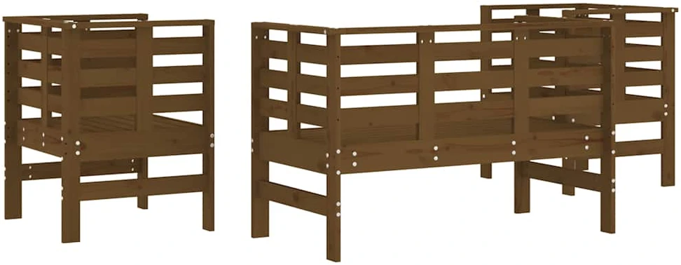 Lauko baldų komplektas Sodo poilsio baldų komplektas, 3 dalių, medaus rudas, pušis