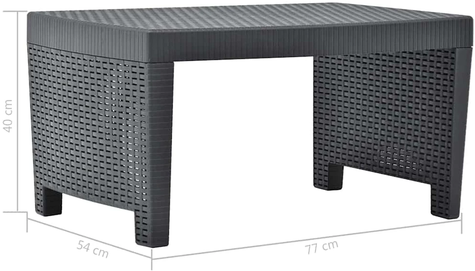 Lauko baldų komplektas Sodo poilsio baldų komplektas, 3 dalių, antracito, plastikas