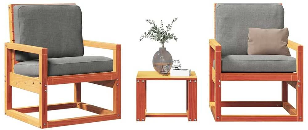 Lauko baldų komplektas Sodo poilsio baldų komplektas, 3 dalių, vaško rudas, pušis