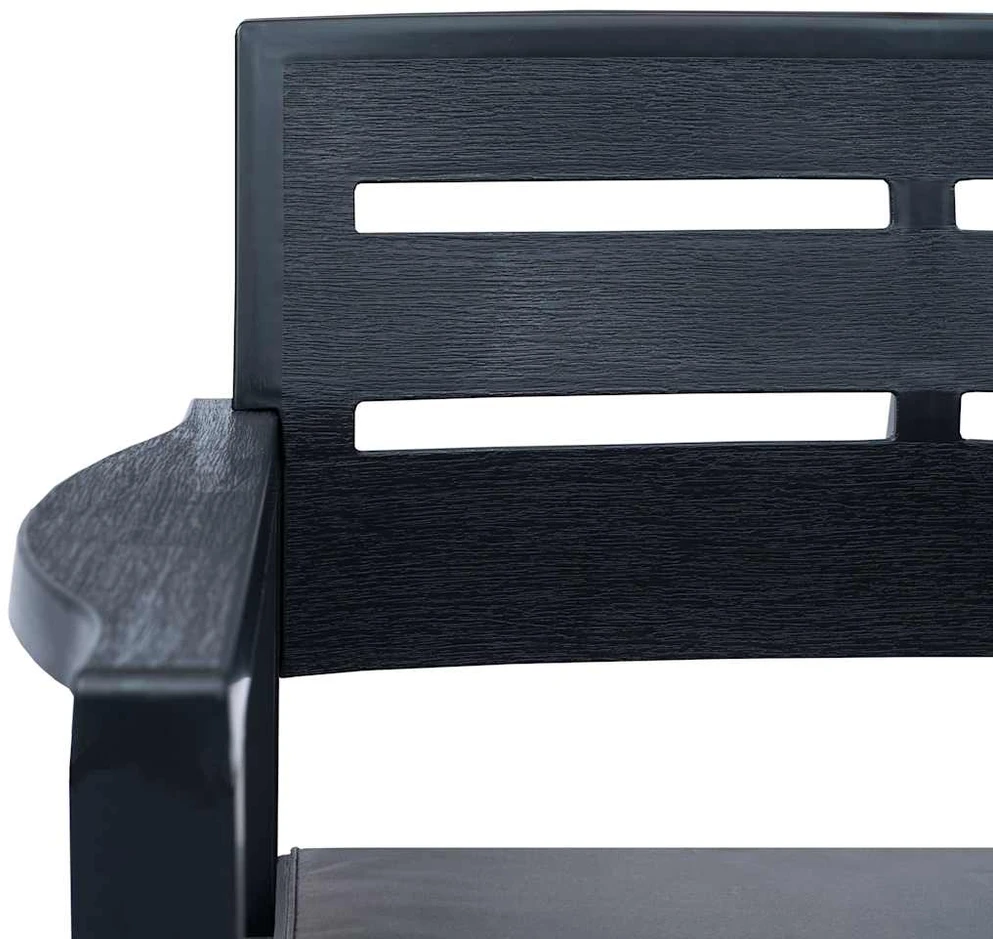 Lauko baldų komplektas Sodo poilsio baldų komplektas, 3 dalių, antracito, plastikas