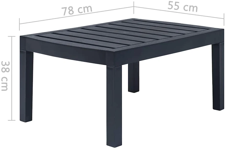 Lauko baldų komplektas Sodo poilsio baldų komplektas, 3 dalių, antracito, plastikas