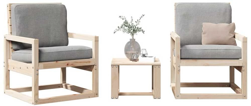 Lauko baldų komplektas Sodo poilsio baldų komplektas, 3 dalių, pušies medienos masyvas