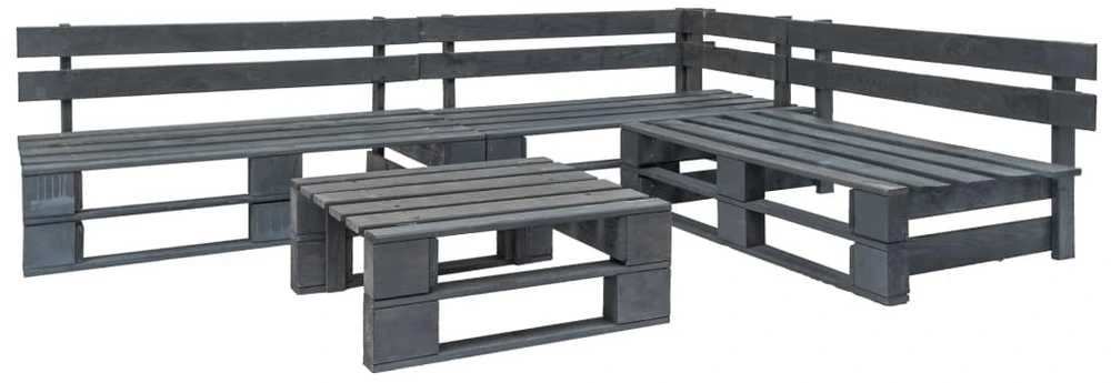 Lauko baldų komplektas Sodo poilsio baldų komplektas, 4 dalių, pilkas, mediena