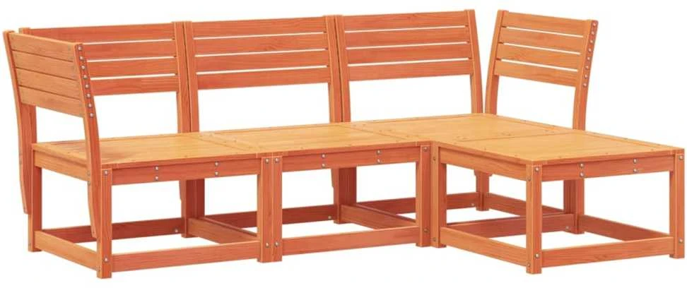 Lauko baldų komplektas Sodo poilsio baldų komplektas, 4 dalių, vaško rudas, pušis