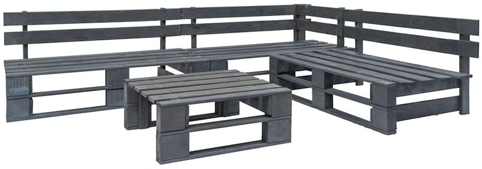 Lauko baldų komplektas Sodo poilsio baldų komplektas, 4 dalių, pilkas, mediena