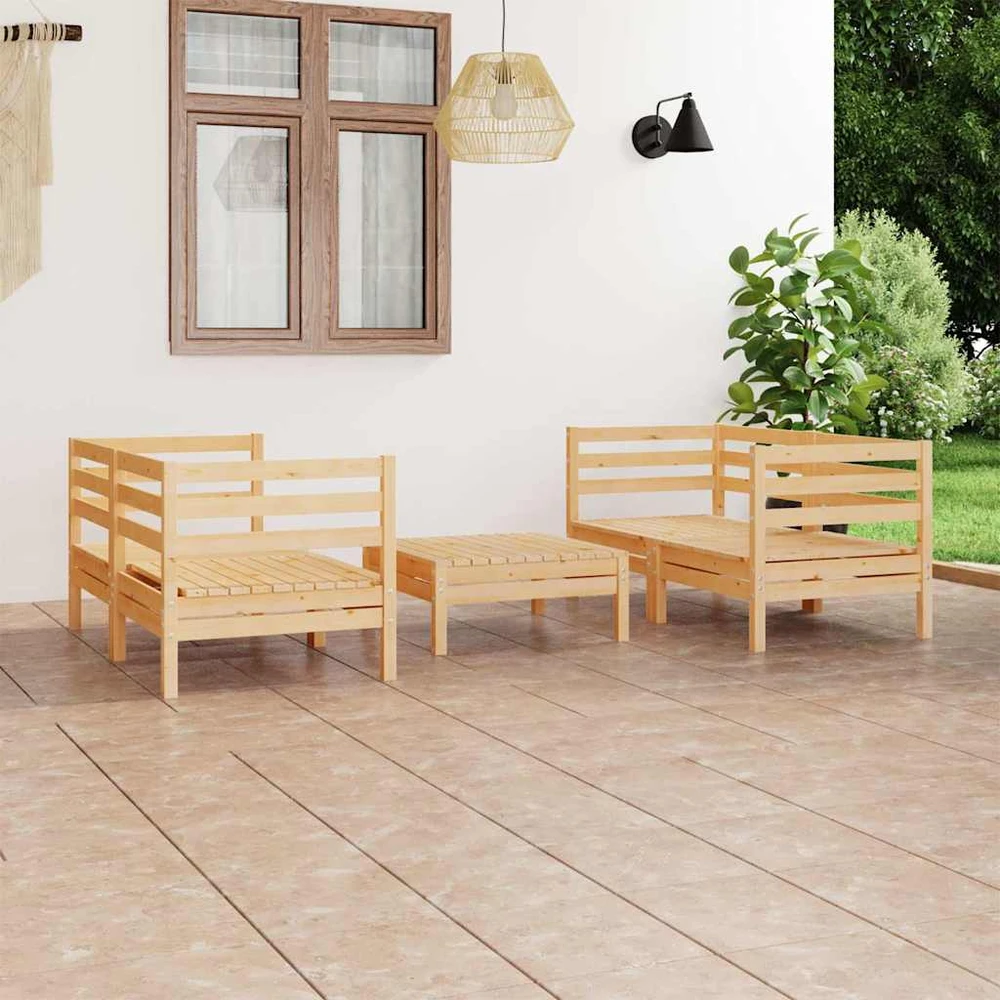 Lauko baldų komplektas Sodo poilsio baldų komplektas, 5 dalių, pušies medienos masyvas