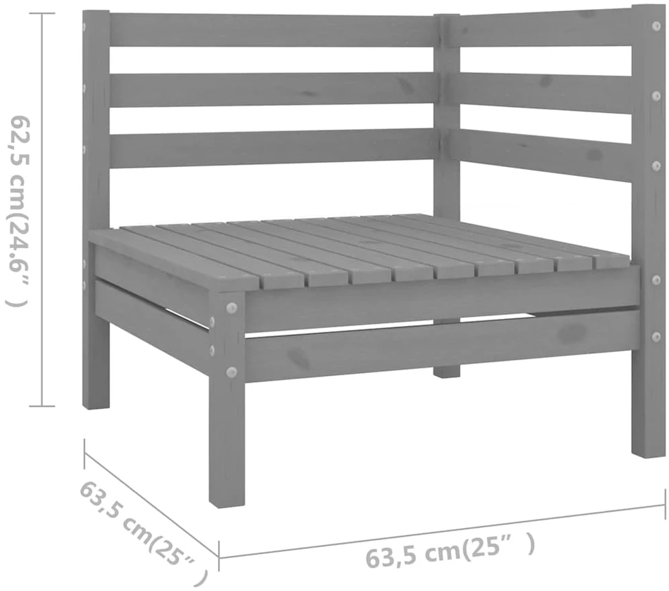 Lauko baldų komplektas Sodo poilsio baldų komplektas, 5 dalių, pilkas, pušies masyvas
