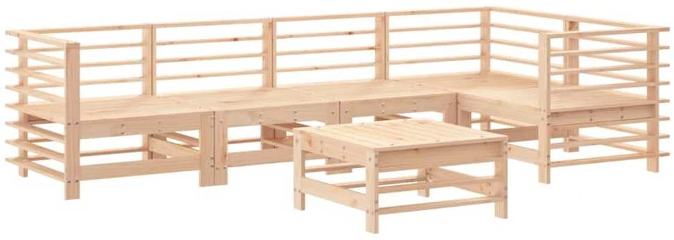 Lauko baldų komplektas Sodo poilsio baldų komplektas, 6 dalių, pušies medienos masyvas