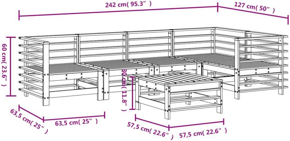 Lauko baldų komplektas Sodo poilsio baldų komplektas, 6 dalių, impregnuota pušis