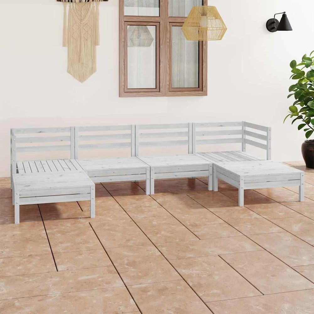 Lauko baldų komplektas Sodo poilsio baldų komplektas, 6 dalių, baltas, pušies masyvas