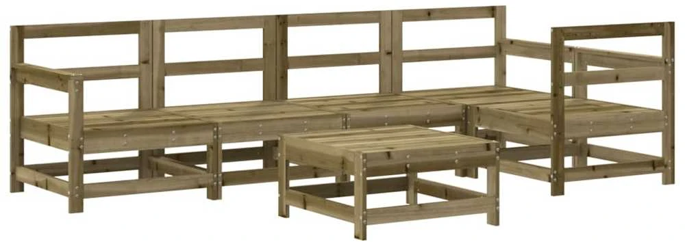 Lauko baldų komplektas Sodo poilsio baldų komplektas, 6 dalių, impregnuota pušis