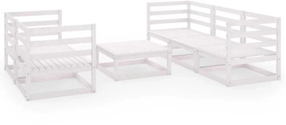 Lauko baldų komplektas Sodo poilsio baldų komplektas, 6 dalių, baltas, pušies masyvas