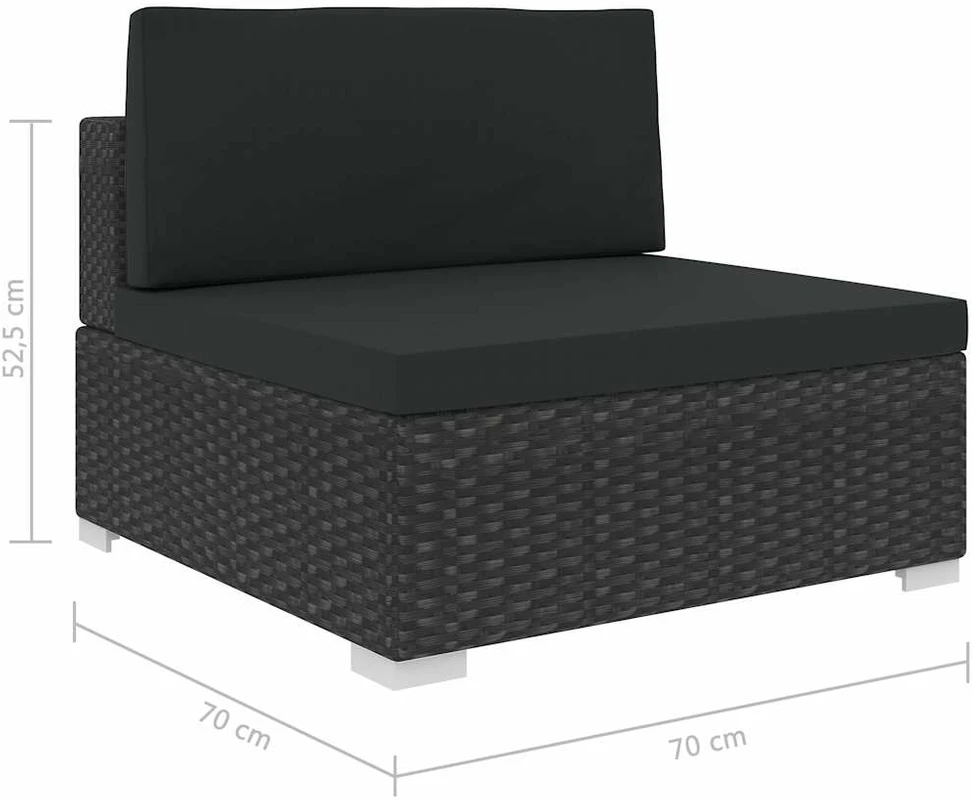 Lauko baldų komplektas Sodo poilsio baldų komplektas, 6 dalių, juodas, poliratanas