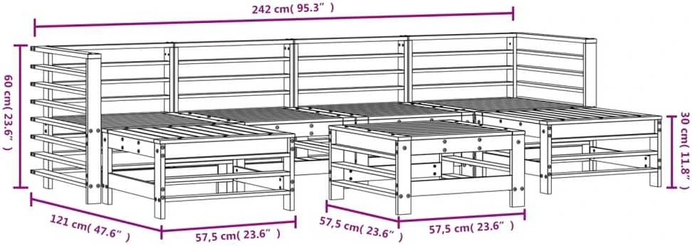Lauko baldų komplektas Sodo poilsio baldų komplektas, 7 dalių, pušies medienos masyvas