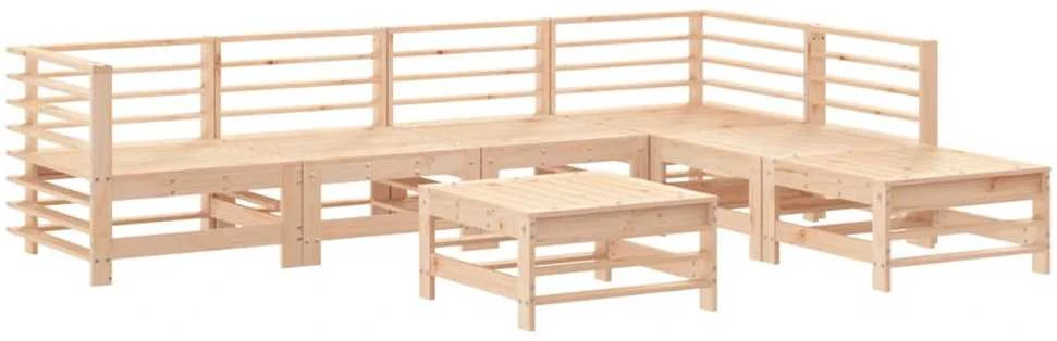 Lauko baldų komplektas Sodo poilsio baldų komplektas, 7 dalių, pušies medienos masyvas
