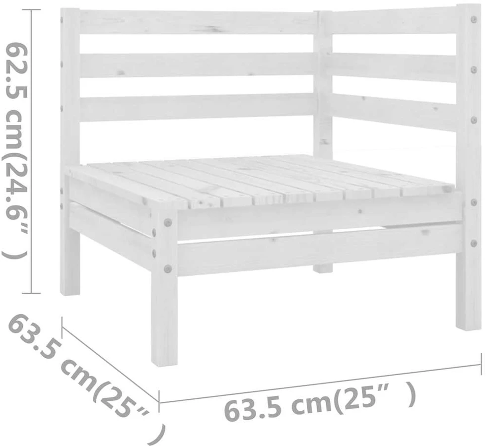 Lauko baldų komplektas Sodo poilsio baldų komplektas, 7 dalių, baltas, pušies masyvas