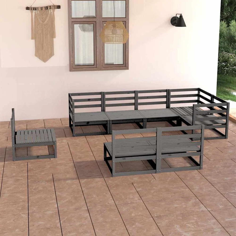 Lauko baldų komplektas Sodo poilsio baldų komplektas, 8 dalių, pilkas, pušies masyvas