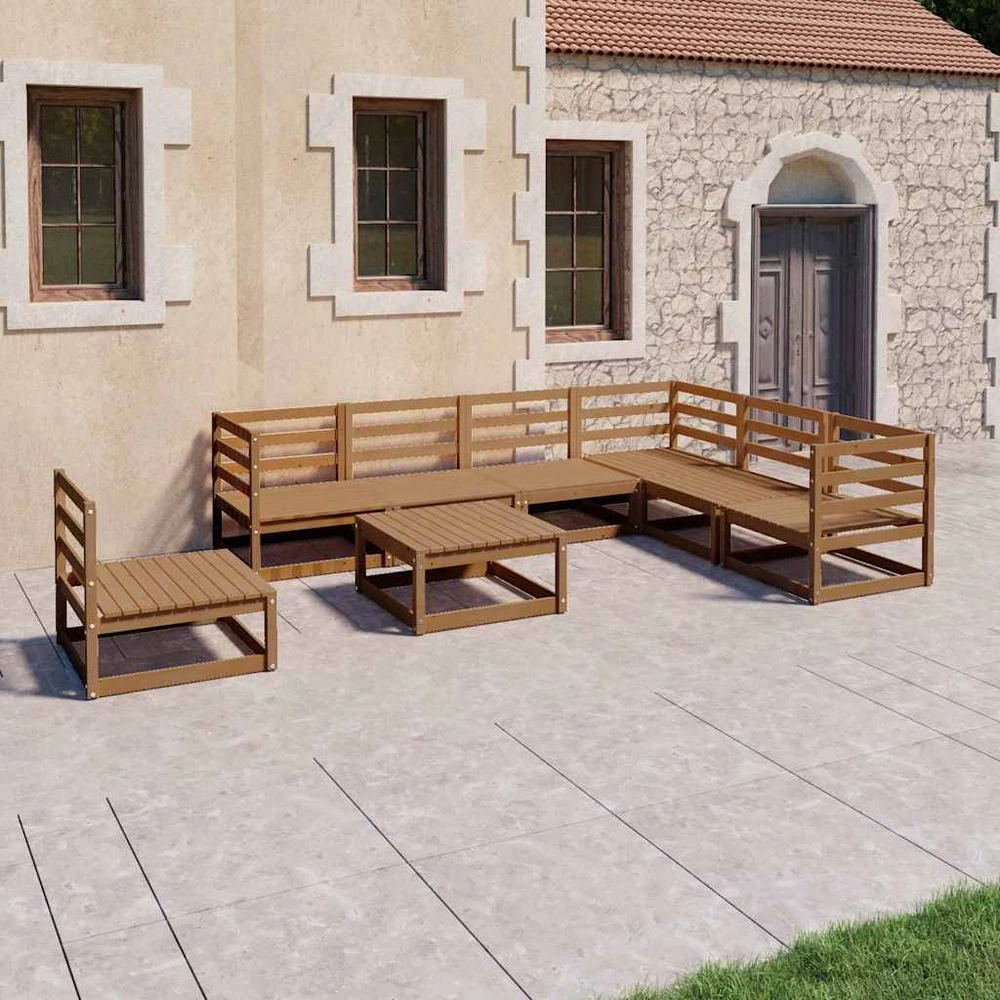 Lauko baldų komplektas Sodo poilsio baldų komplektas, 8 dalių, rudas, pušies masyvas