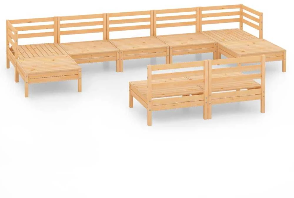 Lauko baldų komplektas Sodo poilsio baldų komplektas, 9 dalių, pušies medienos masyvas
