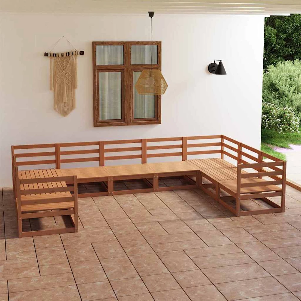 Lauko baldų komplektas Sodo poilsio baldų komplektas, 9 dalių, pušies medienos masyvas